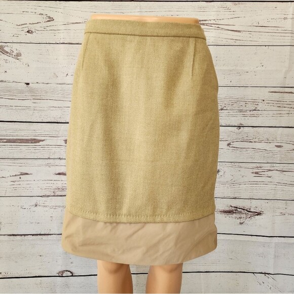 BCBGMAXAZRIA Tan Wool Pencil Skirt 10 NWT - Picture 1 of 9